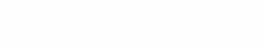 White text reading “The ANTI-BRIDE” is displayed in script and serif fonts on a light gray background.